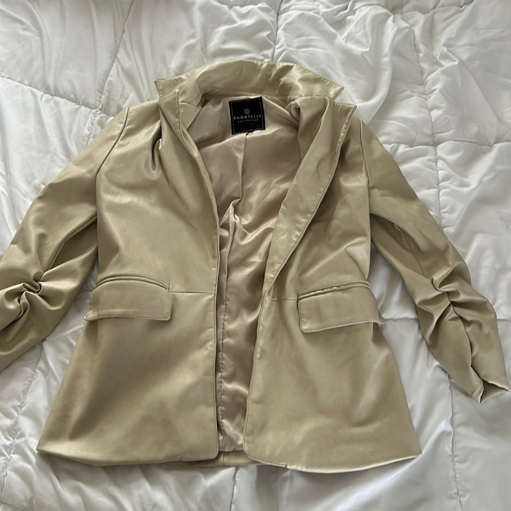 Bagatelle Women's tan Faux Leather Blazer